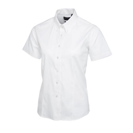 Uneek Clothing UC704 White Ladies Pinpoint Oxford Half Sleeve Shirt