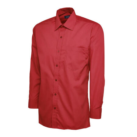 Uneek Clothing UC709 Red Mens Poplin Full Sleeve Shirt
