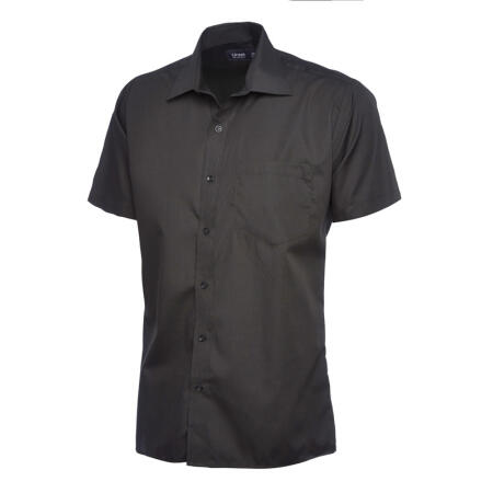 Uneek Clothing UC710 Black Mens Poplin Half Sleeve Shirt