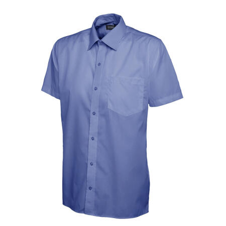 Uneek Clothing UC710 Mid Blue Mens Poplin Half Sleeve Shirt