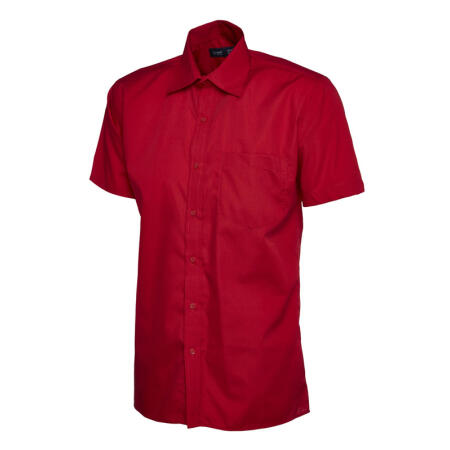 Uneek Clothing UC710 Red Mens Poplin Half Sleeve Shirt