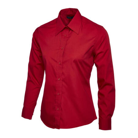 Uneek Clothing UC711 Red Ladies Poplin Full Sleeve Shirt