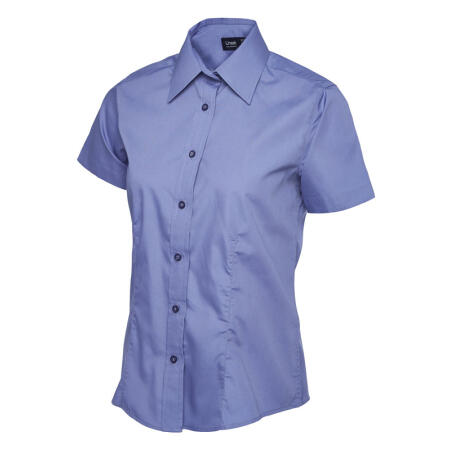 Uneek Clothing UC712 Mid Blue Ladies Poplin Half Sleeve Shirt