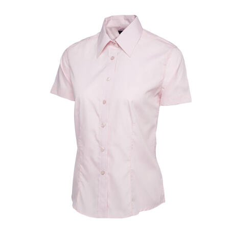 Uneek Clothing UC712 Pink Ladies Poplin Half Sleeve Shirt