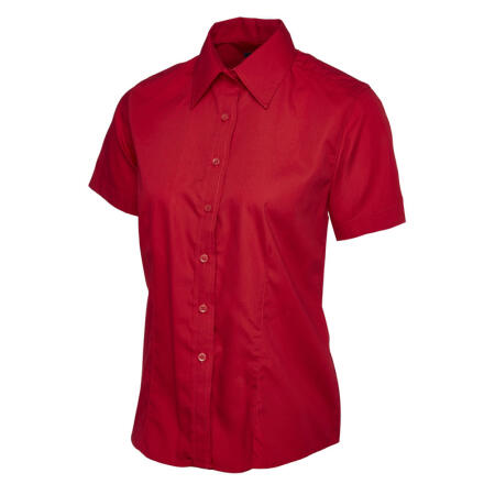 Uneek Clothing UC712 Red Ladies Poplin Half Sleeve Shirt