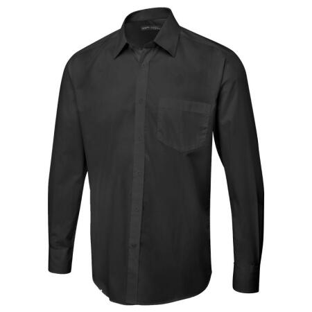 Uneek Clothing UC713 Black Men's Long Sleeve Poplin Shirt