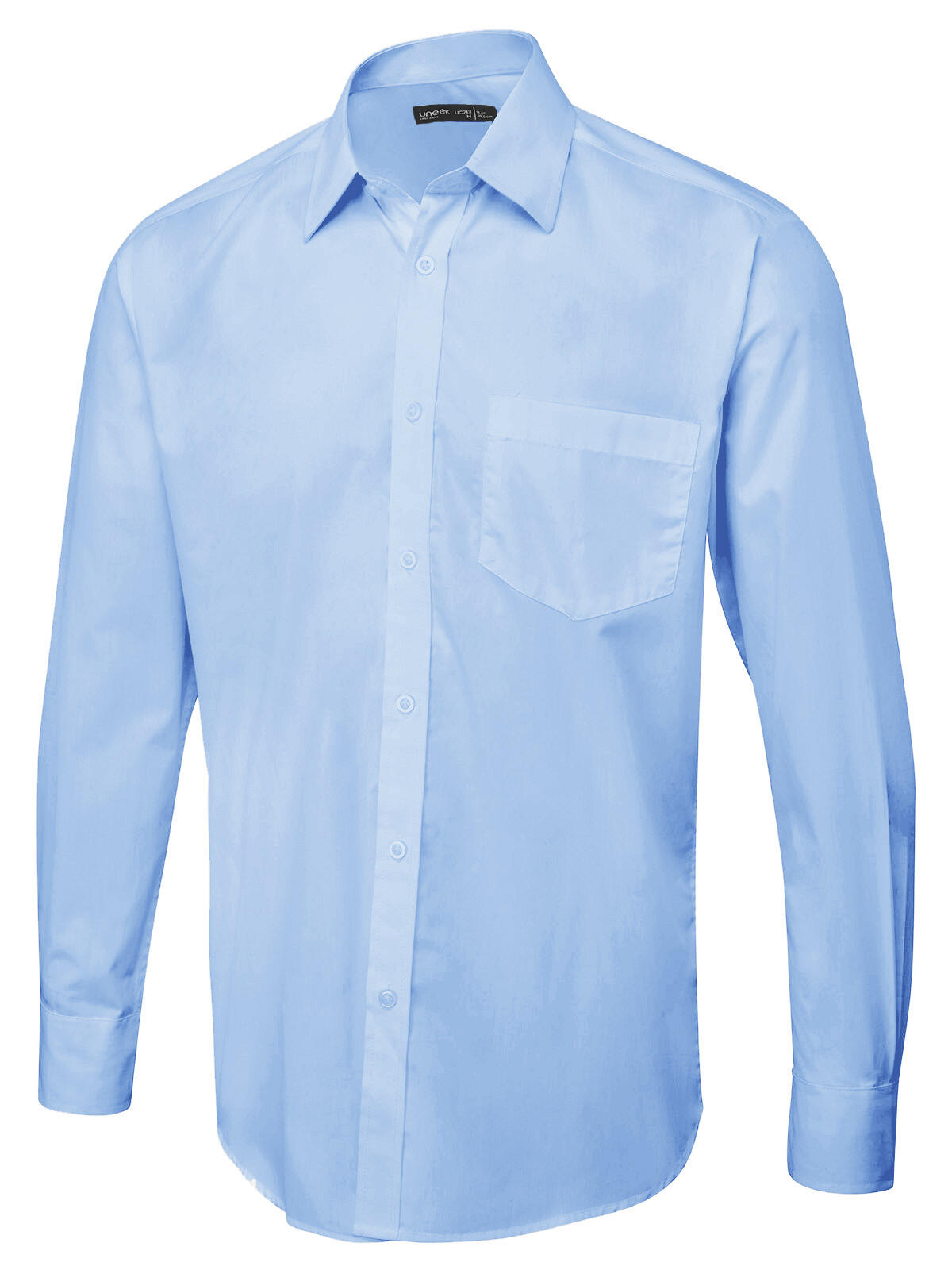 Uneek Clothing UC713 Light Blue Men's Long Sleeve Poplin Shirt