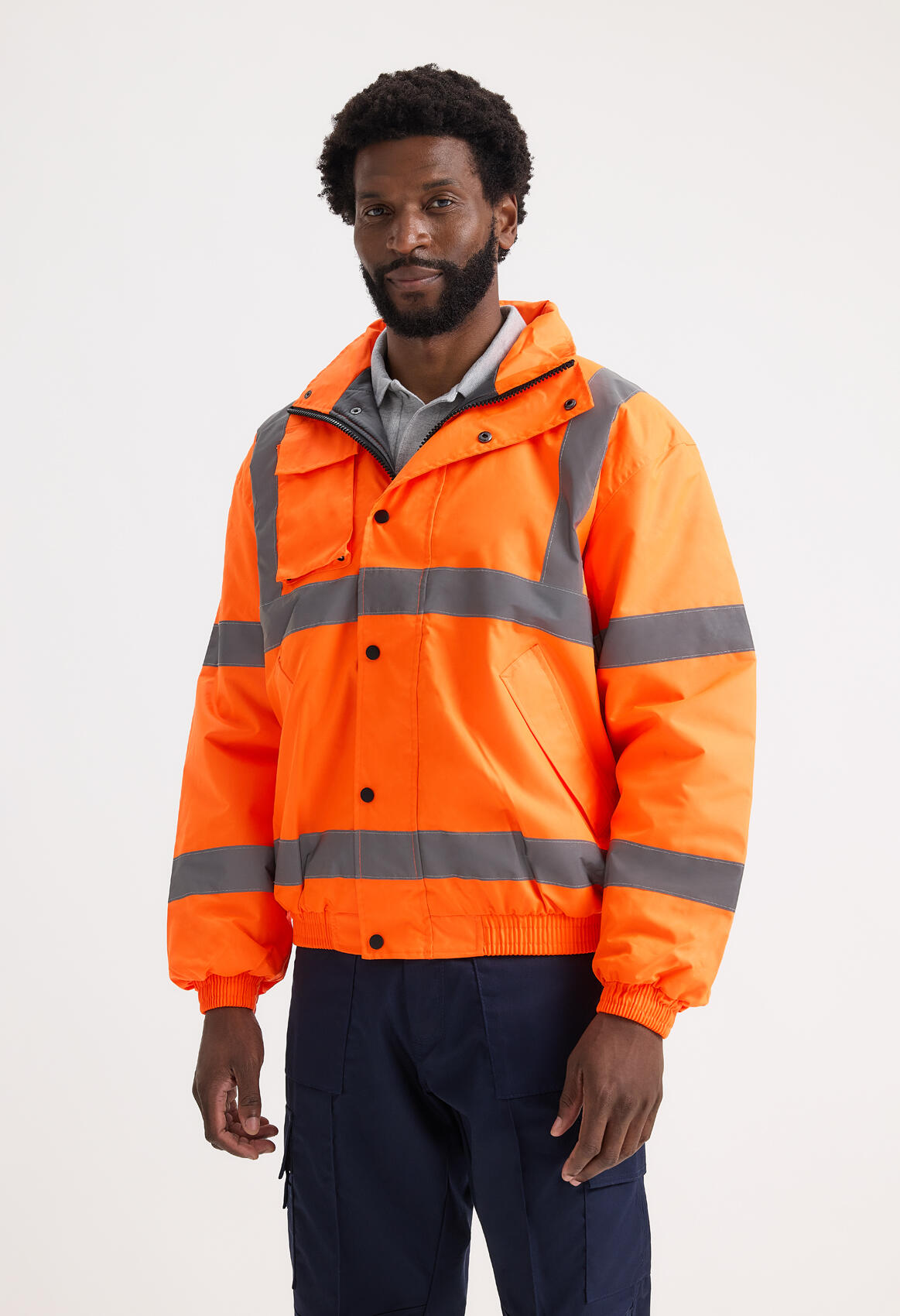 UC804 Orange Hi Vis Bomber Jacket - Image 2