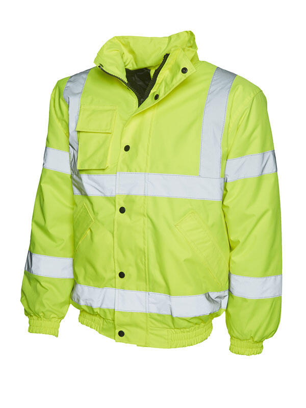 Uneek Clothing UC804 Yellow Hi Vis Bomber Jacket