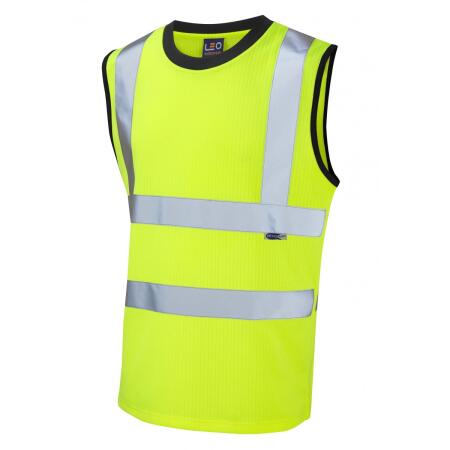 LEO Workwear ASHFORD ISO 20471 Cl 2 Comfort Sleeveless T-Shirt HV YELLOW