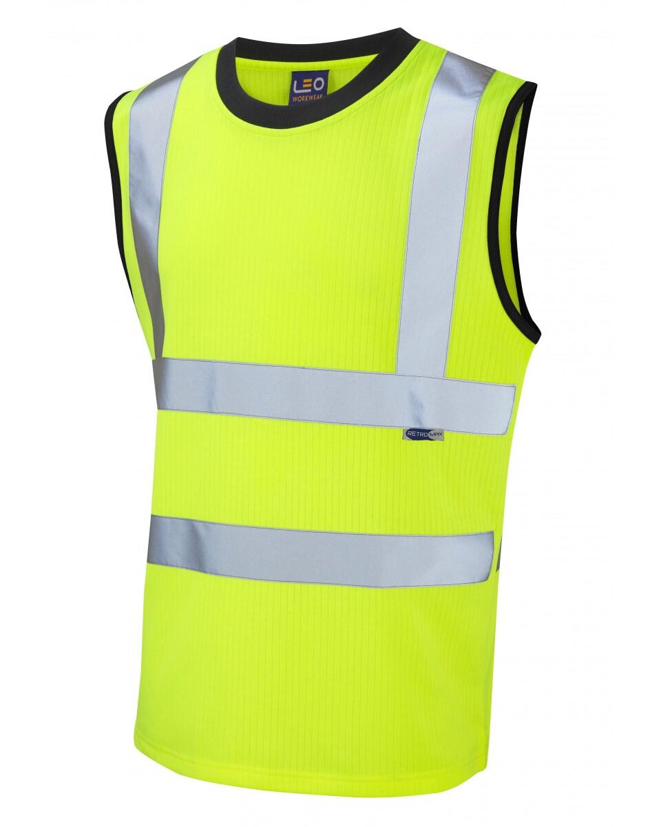 LEO Workwear ASHFORD ISO 20471 Cl 2 Comfort Sleeveless T-Shirt HV YELLOW