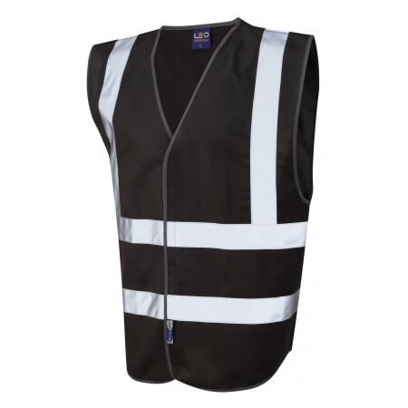 LEO Workwear PILTON Coloured Reflective Waistcoat BLACK