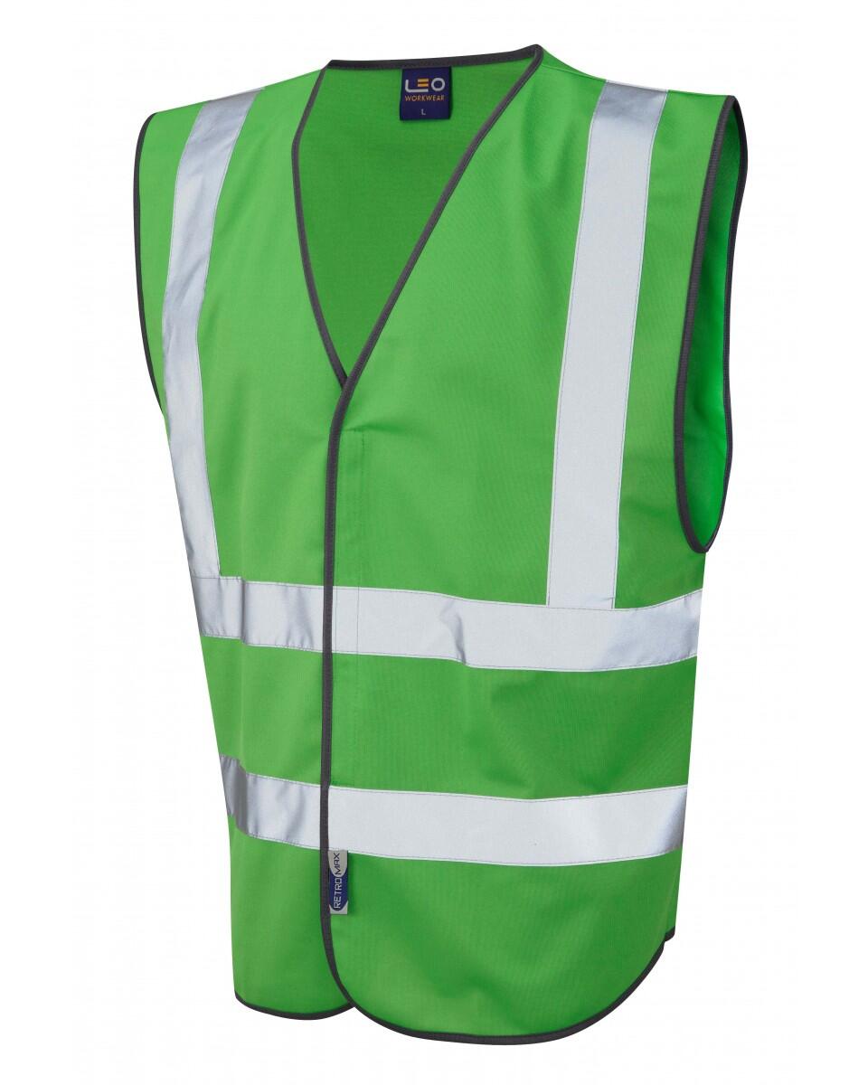 LEO Workwear PILTON Coloured Reflective Waistcoat GREEN