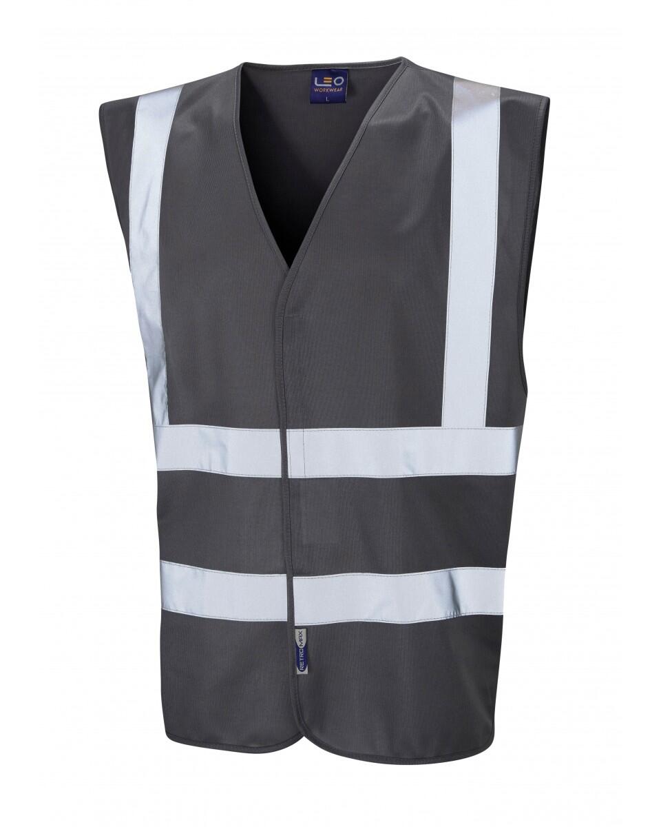 LEO Workwear PILTON Coloured Reflective Waistcoat GREY