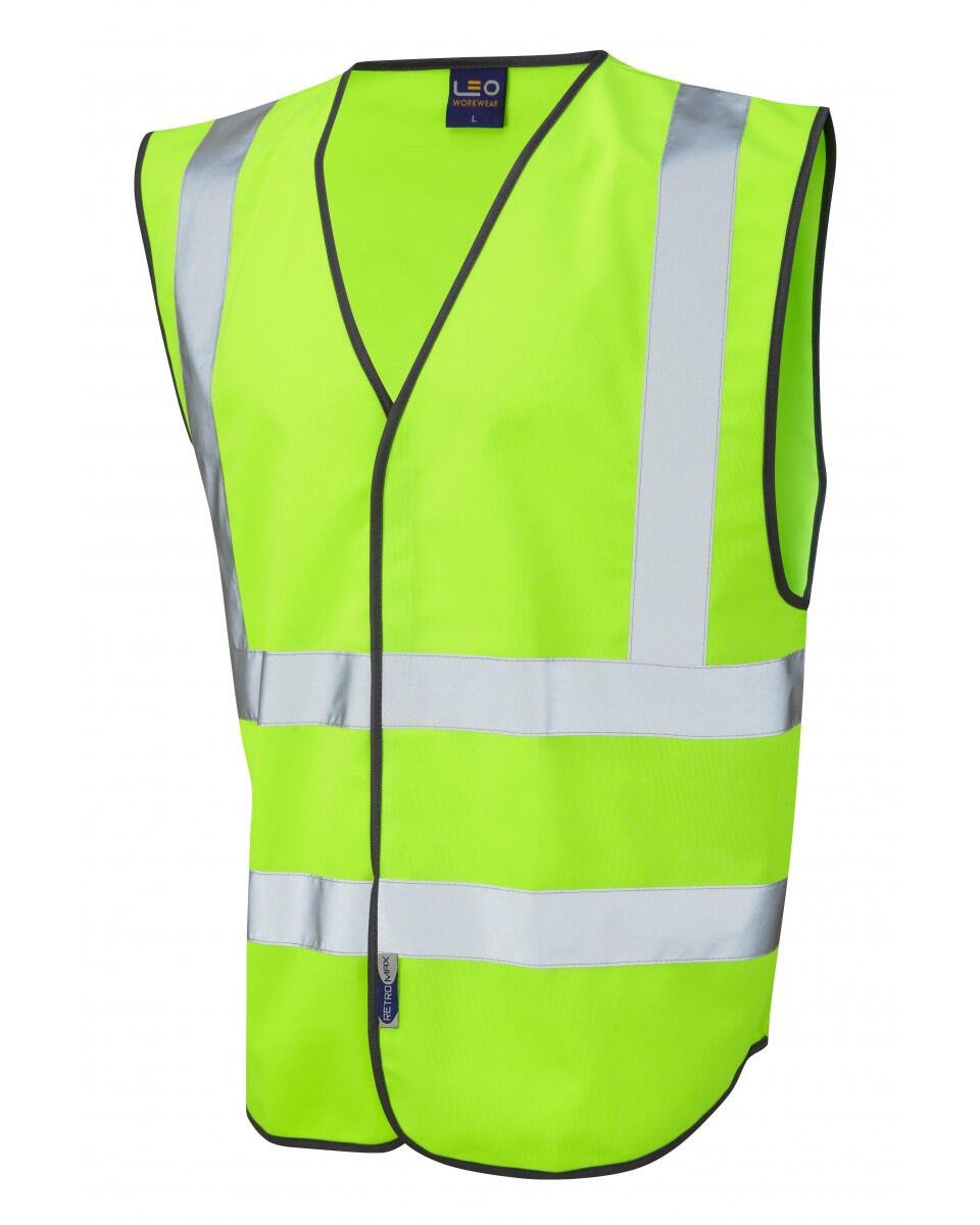 LEO Workwear PILTON Coloured Reflective Waistcoat LIME