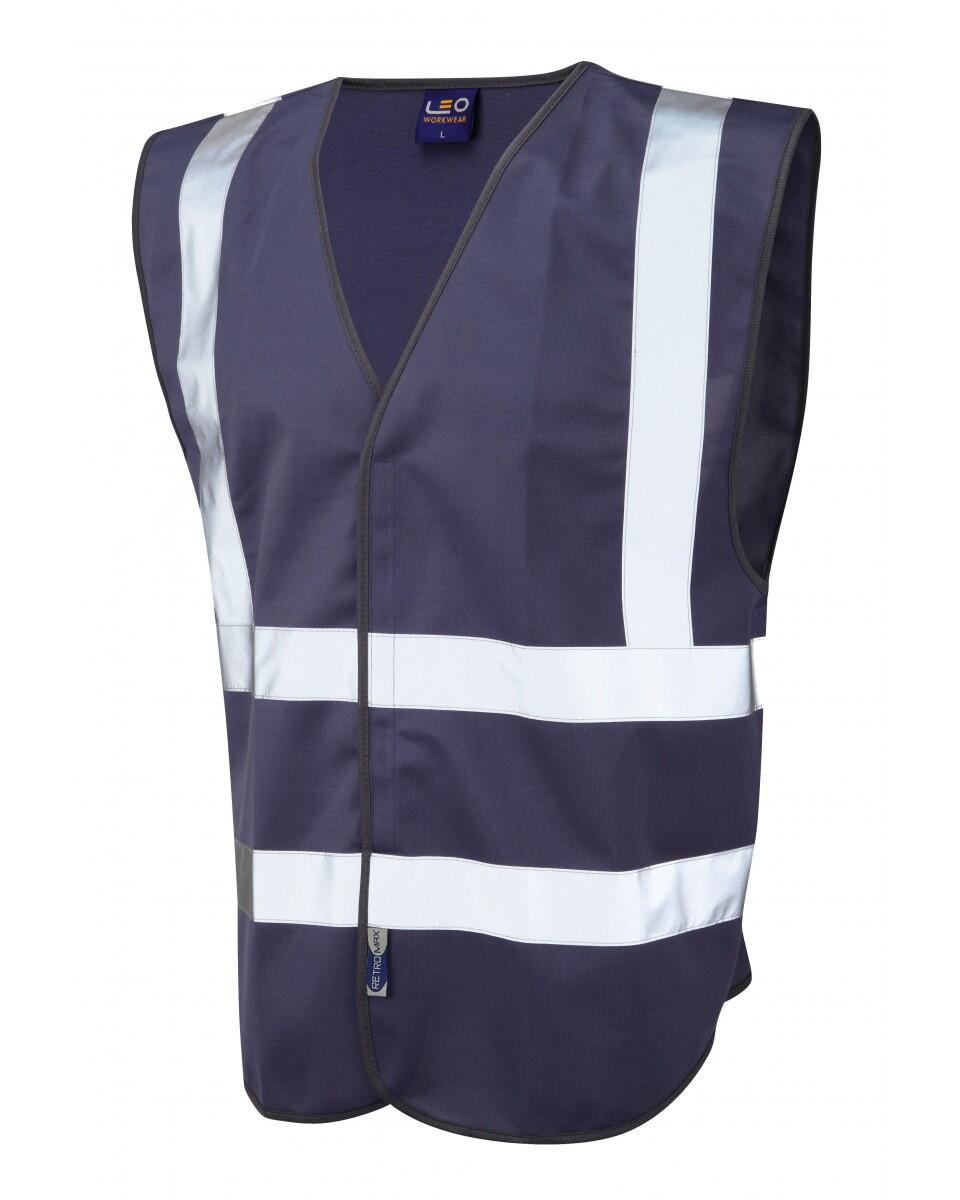 LEO Workwear PILTON Coloured Reflective Waistcoat NAVY