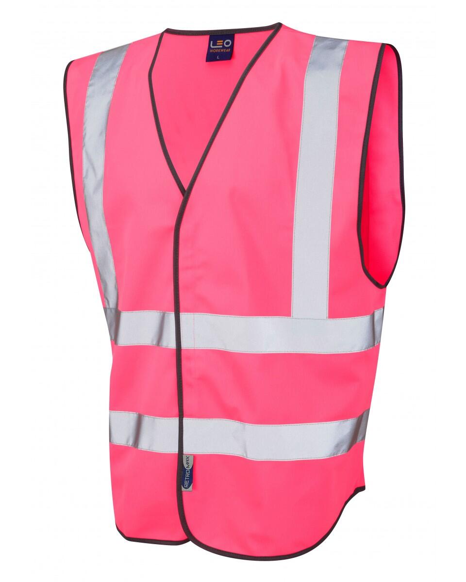 LEO Workwear PILTON Coloured Reflective Waistcoat PINK