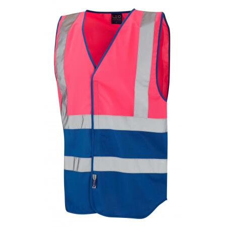 LEO Workwear PILTON Coloured Reflective Waistcoat PINK/ROYAL