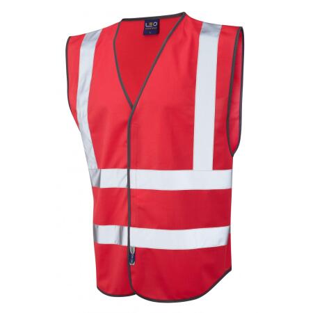 LEO Workwear PILTON Coloured Reflective Waistcoat STD RED