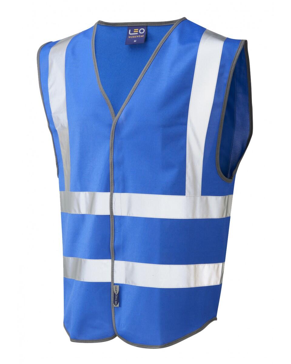 LEO Workwear PILTON Coloured Reflective Waistcoat ROYAL
