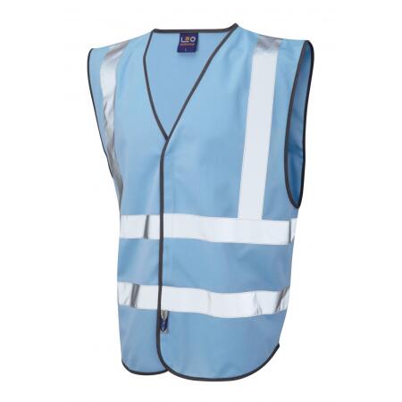 LEO Workwear PILTON Coloured Reflective Waistcoat SKY