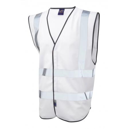 LEO Workwear PILTON Coloured Reflective Waistcoat WHITE