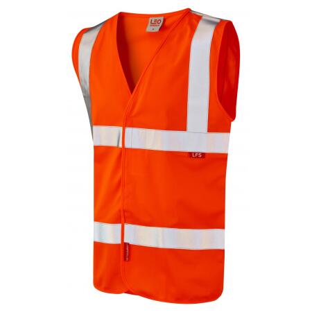LEO Workwear MILFORD ISO 20471 Cl 2 LFS Waistcoat (EN 14116) HV ORANGE