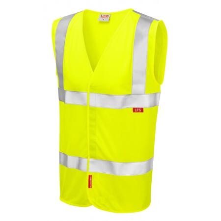 LEO Workwear MILFORD ISO 20471 Cl 2 LFS Waistcoat (EN 14116) HV YELLOW