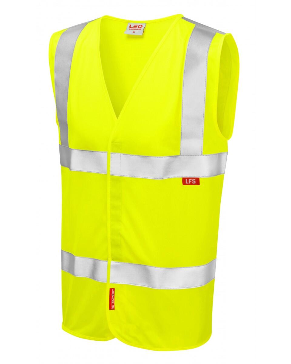 LEO Workwear MILFORD ISO 20471 Cl 2 LFS Waistcoat (EN 14116) HV YELLOW