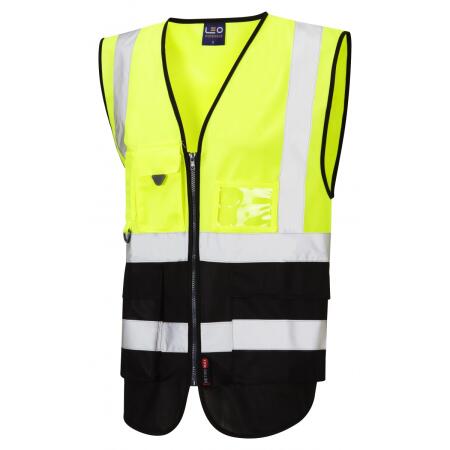 LEO Workwear LYNTON ISO 20471 Cl 1 Superior Waistcoat HV YELLOW/BLACK