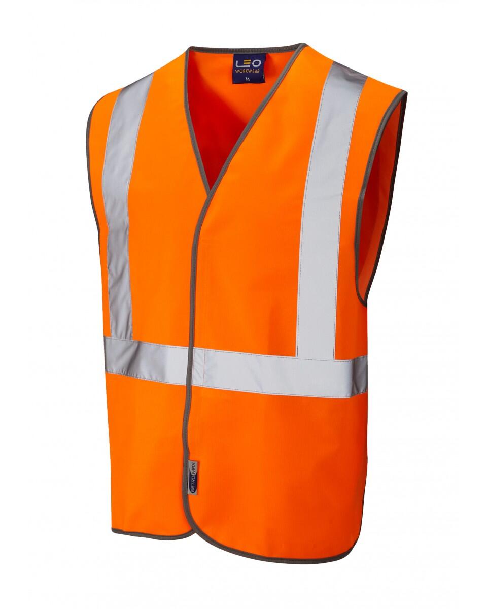 LEO Workwear LAPFORD ISO 20471 Cl 2 Railway Waistcoat HV ORANGE