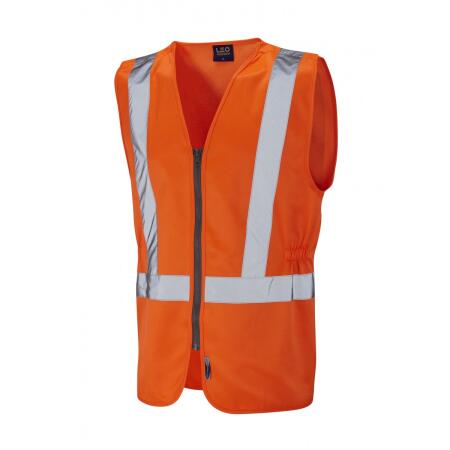 LEO Workwear COPPLESTONE ISO 20471 Cl 2 Railway plus Waistcoat HV ORANGE