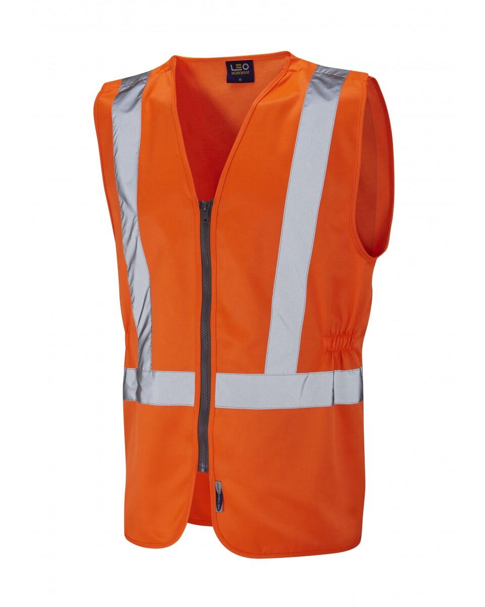 LEO Workwear COPPLESTONE ISO 20471 Cl 2 Railway plus Waistcoat HV ORANGE