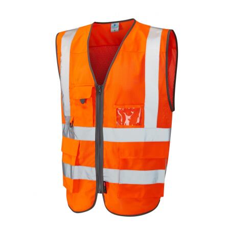 LEO Workwear COBBATON ISO 20471 Cl 2 Coolviz Superior Waistcoat HV ORANGE