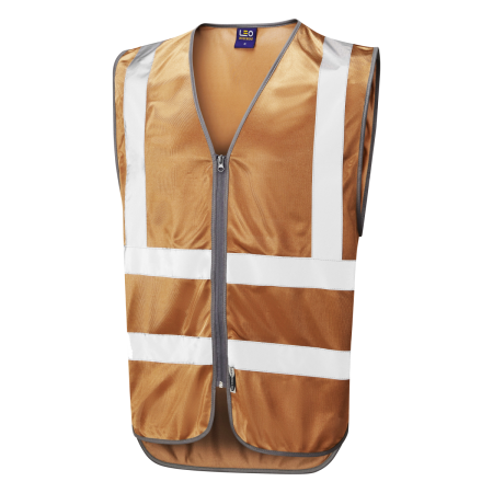 LEO Workwear COMMODORE Reflective Zip Waistcoat BRONZE