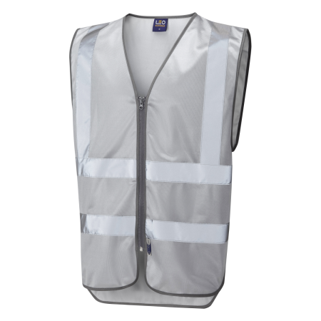 LEO Workwear COMMODORE Reflective Zip Waistcoat SILVER