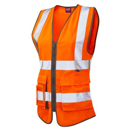 LEO Workwear LYNMOUTH ISO 20471 Cl 2 Superior Women's Waistcoat HV ORANGE