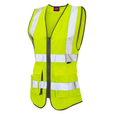 LEO Workwear LYNMOUTH ISO 20471 Cl 2 Superior Women's Waistcoat HV YELLOW