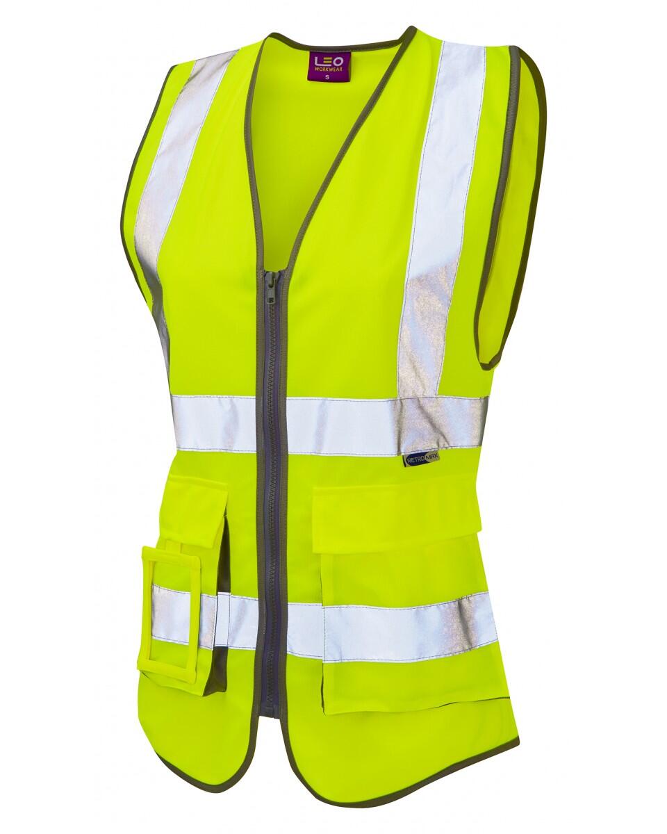 LEO Workwear LYNMOUTH ISO 20471 Cl 2 Superior Women's Waistcoat HV YELLOW