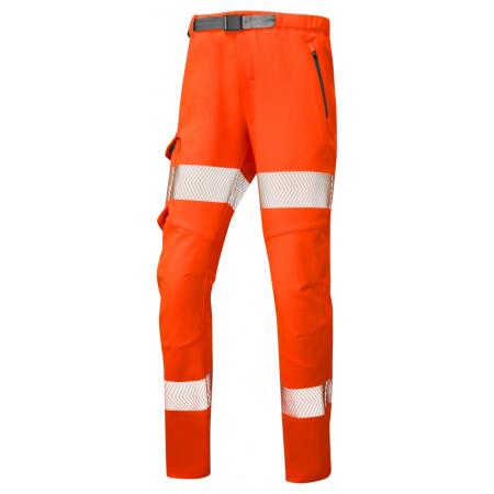 LEO Workwear STARCROSS ISO 20471 Cl 2 Women's Stretch Work Trouser HV ORANGE